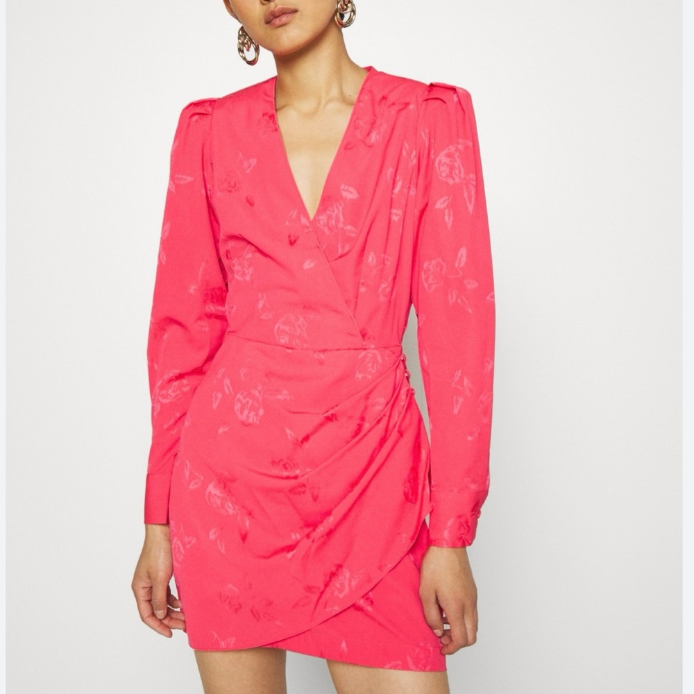 Cras Yvonne 12/38 Wrap Dress Paradise Pink Y2K 90's 80’s Pads Mini Neon Short